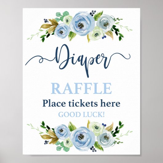 Diaper Raffle Blumenschild Poster (Vorne)
