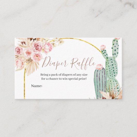 Diaper Raffle Boho Cactus Floral Enclosure Card Begleitkarte (Vorderseite)