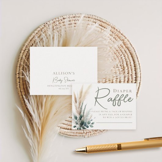 Diaper Raffle Boho Pampas Greenery Arch Neutral Begleitkarte
