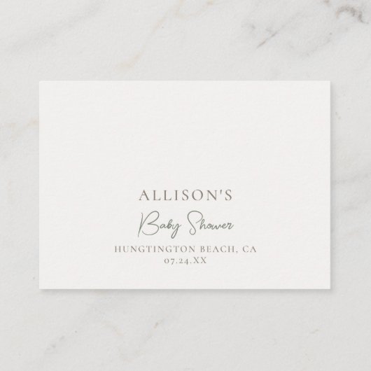 Diaper Raffle Boho Pampas Greenery Arch Neutral Begleitkarte (Rückseite)