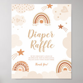 Diaper Raffle Boho Rainbow Sign Poster
