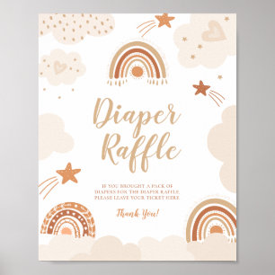 Diaper Raffle Boho Rainbow Sign Poster