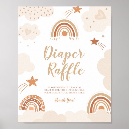 Diaper Raffle Boho Rainbow Sign Poster (Vorne)