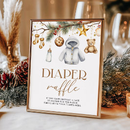Diaper Raffle Boho Weihnachtsferien Kinderdusche Poster