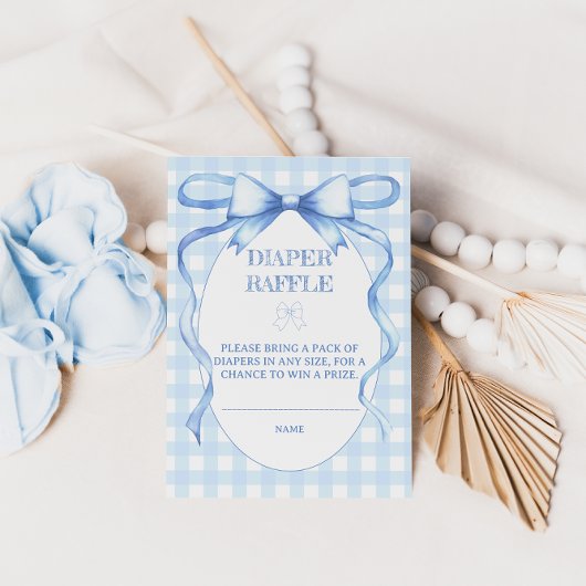 Diaper Raffle Bow Ribbon Blue Watercolor Begleitkarte