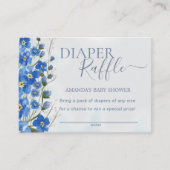 Diaper Raffle Boy Blue Floral Dusche Begleitkarte (Vorderseite)