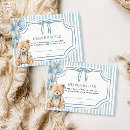 Diaper Raffle Card Blue Bear Begleitkarte