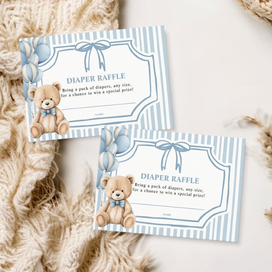 Diaper Raffle Card Blue Bear Begleitkarte