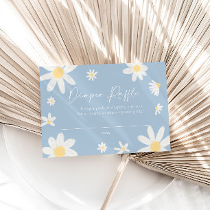 Diaper Raffle Card Daisy Dusty Blue Mitteilungskarte