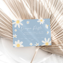 Diaper Raffle Card Daisy Dusty Blue Mitteilungskarte