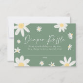 Diaper Raffle Card Daisy Sage Green Mitteilungskarte (Vorderseite)