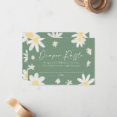 Diaper Raffle Card Daisy Sage Green Mitteilungskarte (Vorderseite/Rückseite Beispiel)