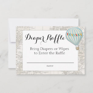 Diaper Raffle Card Hot Air Ballon Boy Einladung