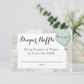 Diaper Raffle Card Hot Air Ballon Boy Einladung (Stehend Vorderseite)