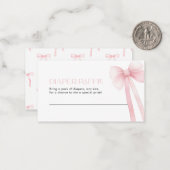 Diaper Raffle Card Rosa Bow Mitteilungskarte (Vorderseite/Rückseite Beispiel)