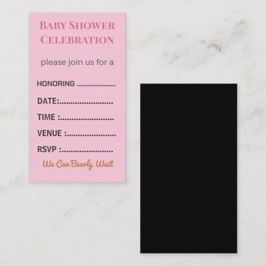 Diaper Raffle Card Tickets | Elegant Insert (Vorne/Hinten)