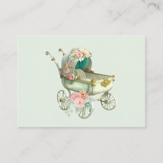 Diaper Raffle Carriage Bows Green Gingham Begleitkarte (Rückseite)