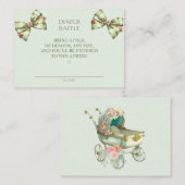 Diaper Raffle Carriage Bows Green Gingham Begleitkarte (Vorne/Hinten)