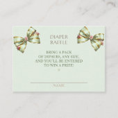 Diaper Raffle Carriage Bows Green Gingham Begleitkarte (Vorderseite)