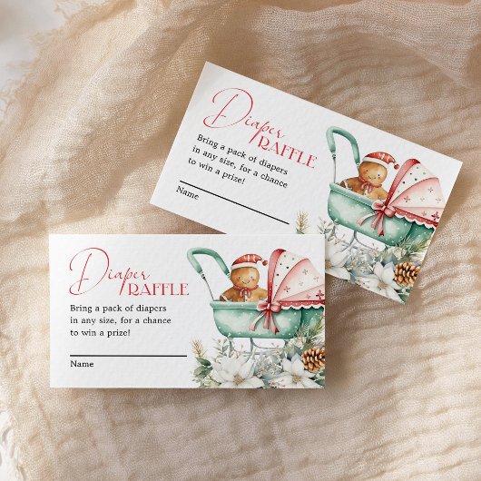 Diaper Raffle Christmas Gingerbread Baby Shower Begleitkarte
