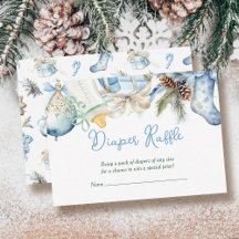Diaper Raffle Christmas Santa Blue Baby Dusche