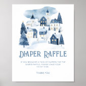 Diaper raffle Christmas village Winter Baby Shower Poster (Vorne)