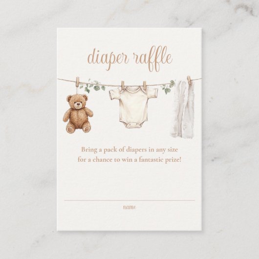 Diaper Raffle Clothesline Babydusche Begleitkarte (Vorderseite)