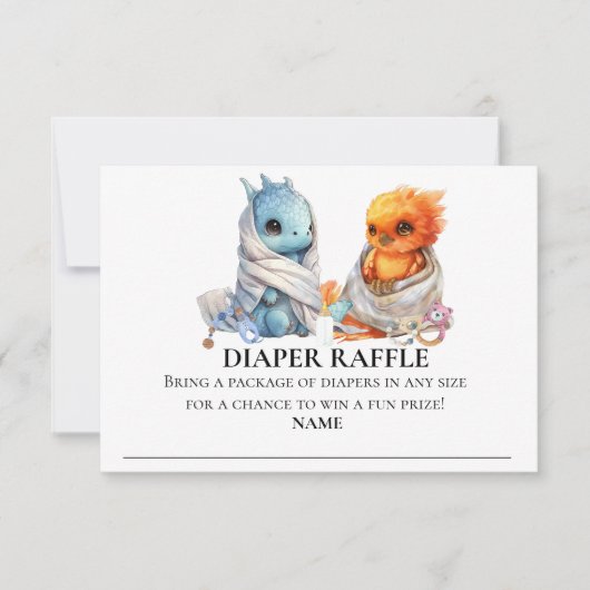Diaper Raffle Dragon Phoenix Twins Kinderdusche Einladung (Vorderseite)
