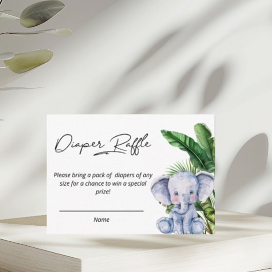 Diaper Raffle Elephant Dschungel Begleitkarte