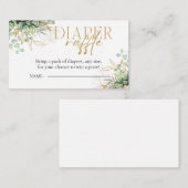 Diaper Raffle Eucalyptus Greenery Baby Shower Begleitkarte (Vorne/Hinten)