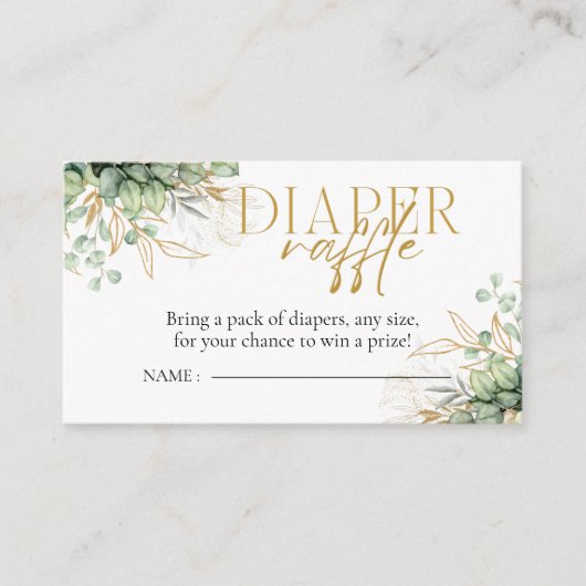Diaper Raffle Eucalyptus Greenery Baby Shower Begleitkarte (Vorderseite)