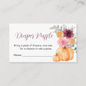 Diaper Raffle Fall Pumpkin Burgundy Pink Floral Begleitkarte (Vorderseite)
