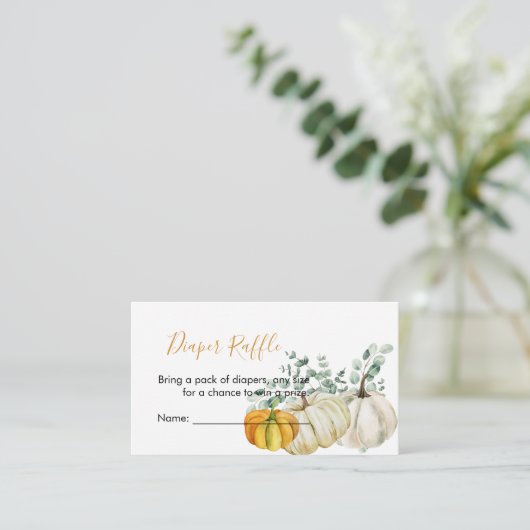 Diaper Raffle Fall Pumpkin Orange Greenerie Begleitkarte (Stehend Vorderseite)