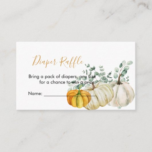 Diaper Raffle Fall Pumpkin Orange Greenerie Begleitkarte (Vorderseite)