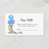 Diaper Raffle Game Bear Blue Ballon Eukalyptus Begleitkarte (Vorderseite)