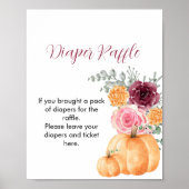 Diaper Raffle Game Fall Pumpkin Burgundy Pink Poster (Vorne)