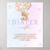 Diaper Raffle Game Sign Gender Reveal Baby Shower Poster (Vorne)