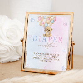Diaper Raffle Game Sign Gender Reveal Baby Shower Poster