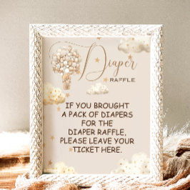 Diaper Raffle Game Teddy Bären Ballons ThemaSignie Poster