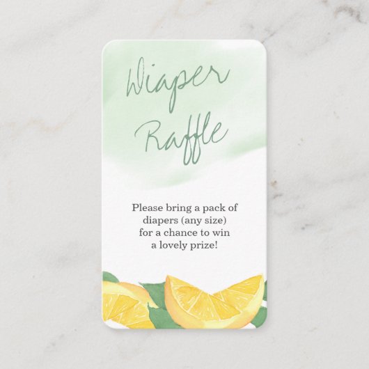 Diaper Raffle Gedicht Citrus Lemon Neutral Begleitkarte (Vorderseite)