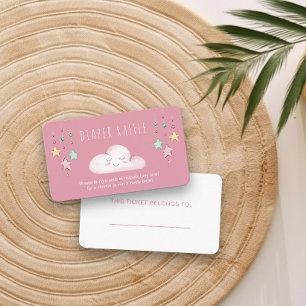 Diaper Raffle Gedicht Cloud Stars Girl Baby Dusche Begleitkarte
