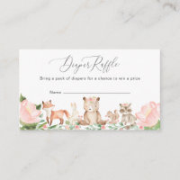 Diaper Raffle Girl Woodland Animals Baby Dusche en