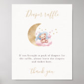 Diaper Raffle Gold Moon Stars Baby Duschzeichen Poster (Vorne)