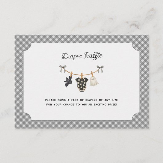 Diaper Raffle Gray Gingham Halloween Kinderdusche Begleitkarte (Vorderseite)