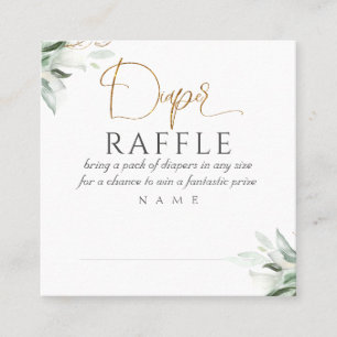 Diaper Raffle Greenery Baby Dusche Quadratische Visitenkarte