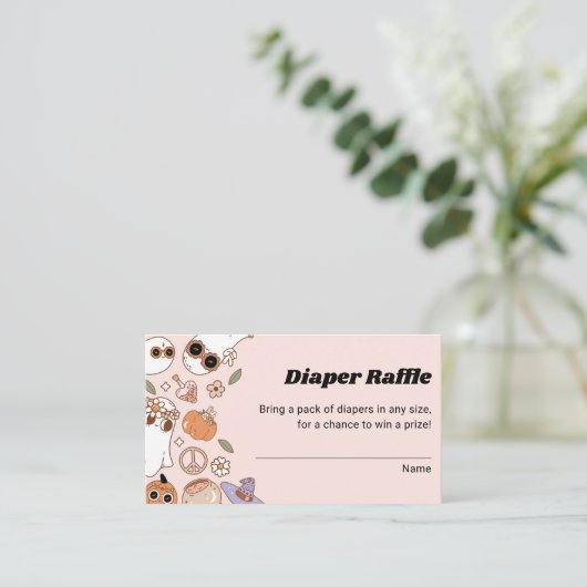Diaper Raffle Groovy Halloween Ghost Baby Dusche Begleitkarte (Stehend Vorderseite)