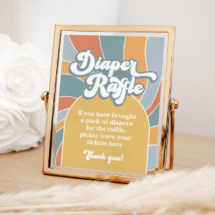 Diaper Raffle Groovy Retro Sonnenschein Poster