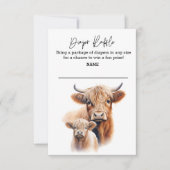 Diaper Raffle Highland Cow Baby Dusche Einladung (Vorderseite)