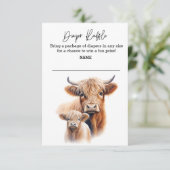 Diaper Raffle Highland Cow Baby Dusche Einladung (Stehend Vorderseite)