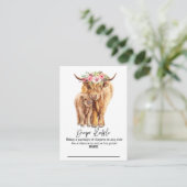 Diaper Raffle Highland Kuh Floral Umschließung Begleitkarte (Stehend Vorderseite)